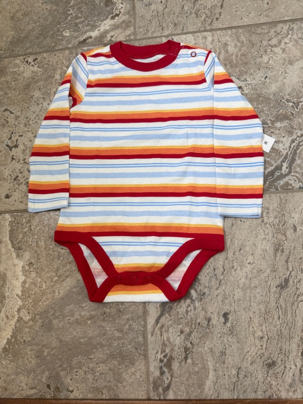NWT Size 24 months Striped Red-Trim Long Sleeve Baby One-Piece